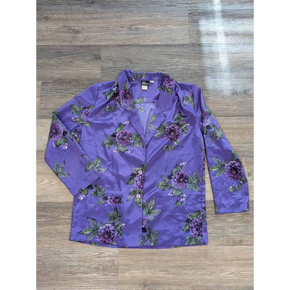 VTG Pyke Limited 80’s Light Floral Collared Blouse Blazer w/ Pockets Women’s 14